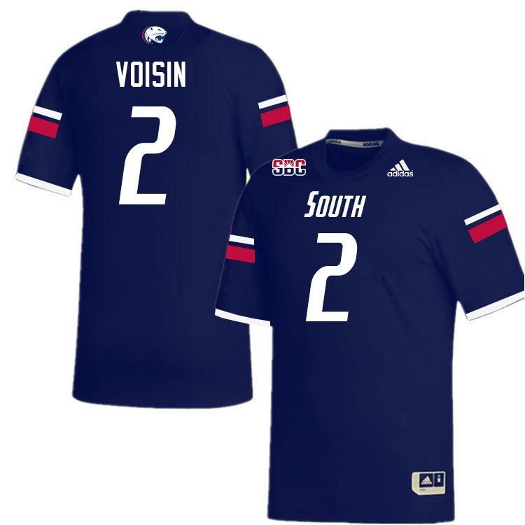 #2 Jaden Voisin South Alabama Jaguars Jerseys,College Football Uniforms,Apparels Stitched-Navy